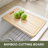 30 Inch Top Mount Kitchen Sink with Drainboard – Creamic Single Bowl