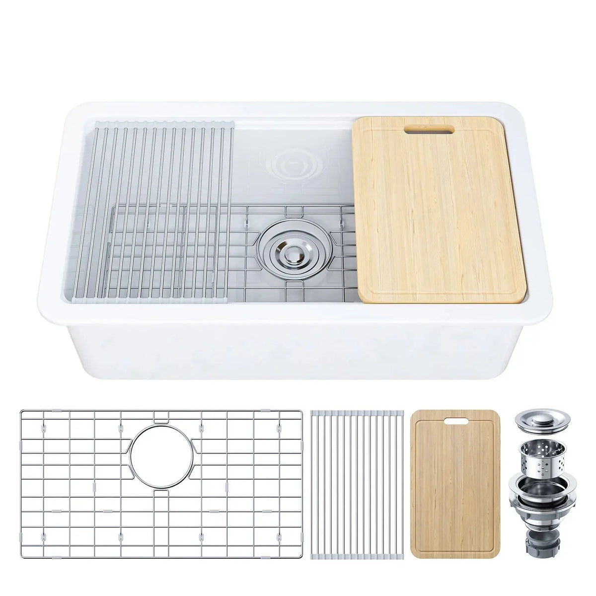 33 Inch Ceramic Overmount Kitchen Sink – Durable & Stylish Design HOROW