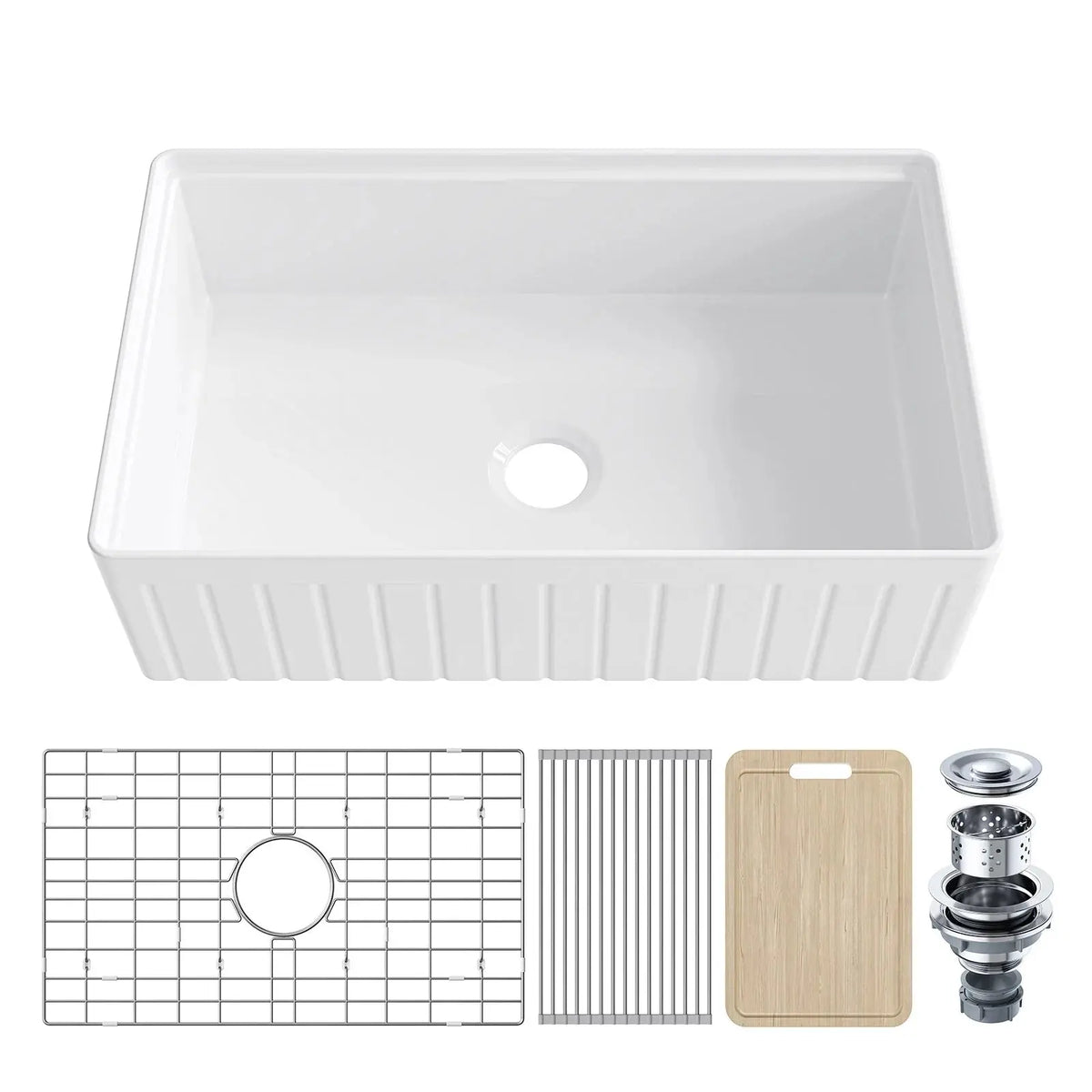 33 Inch Undermount Workstation Kitchen Sink with Grid HOROW