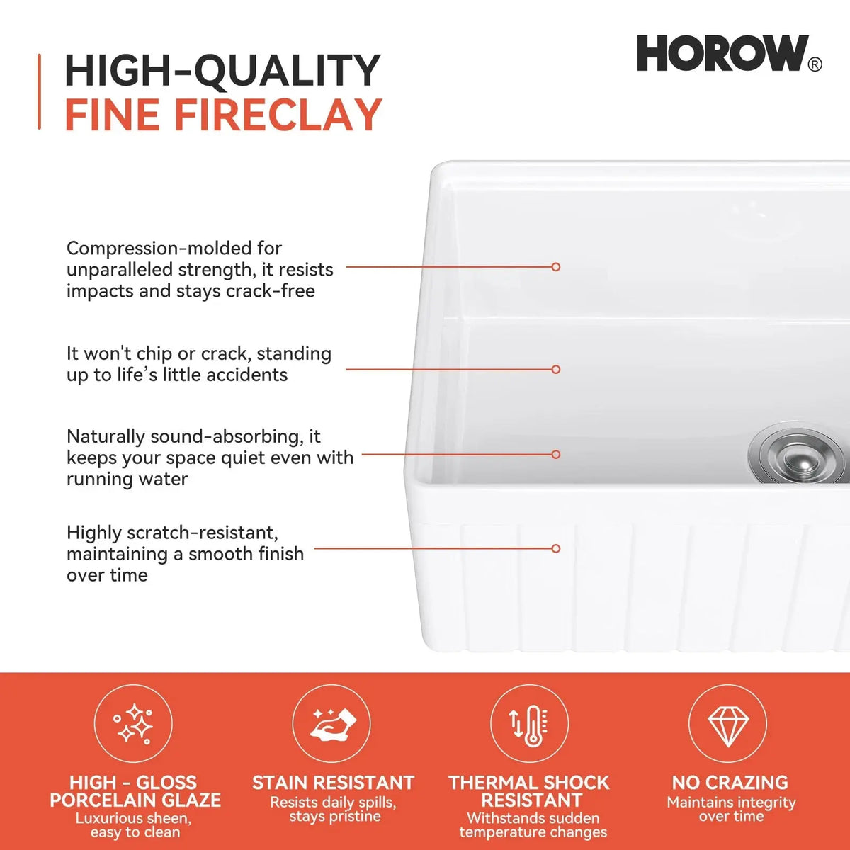 33 Inch Undermount Workstation Kitchen Sink with Grid HOROW