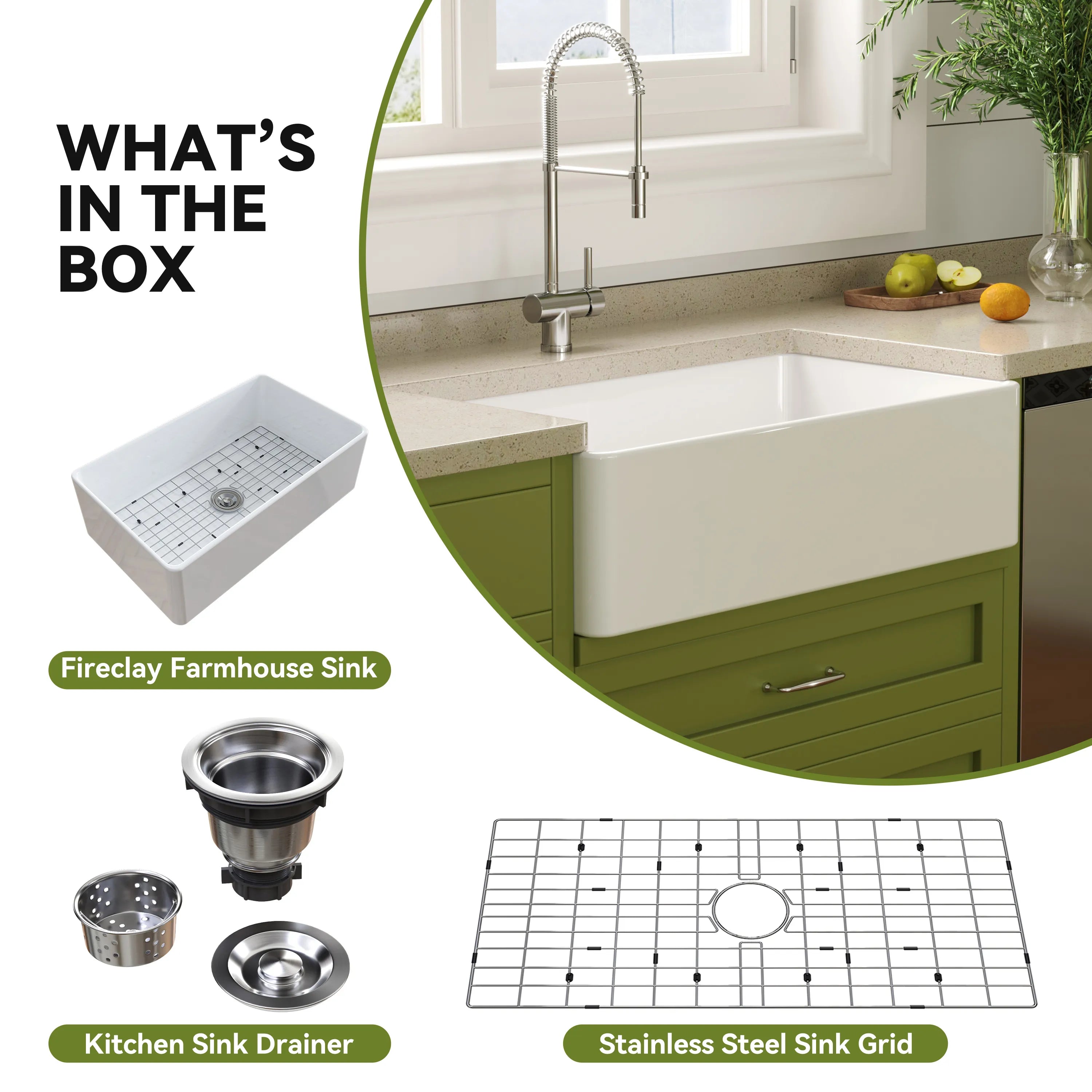 HOROW 36 Inch Kitchen Sink White Undermount Sink Model S3620W
