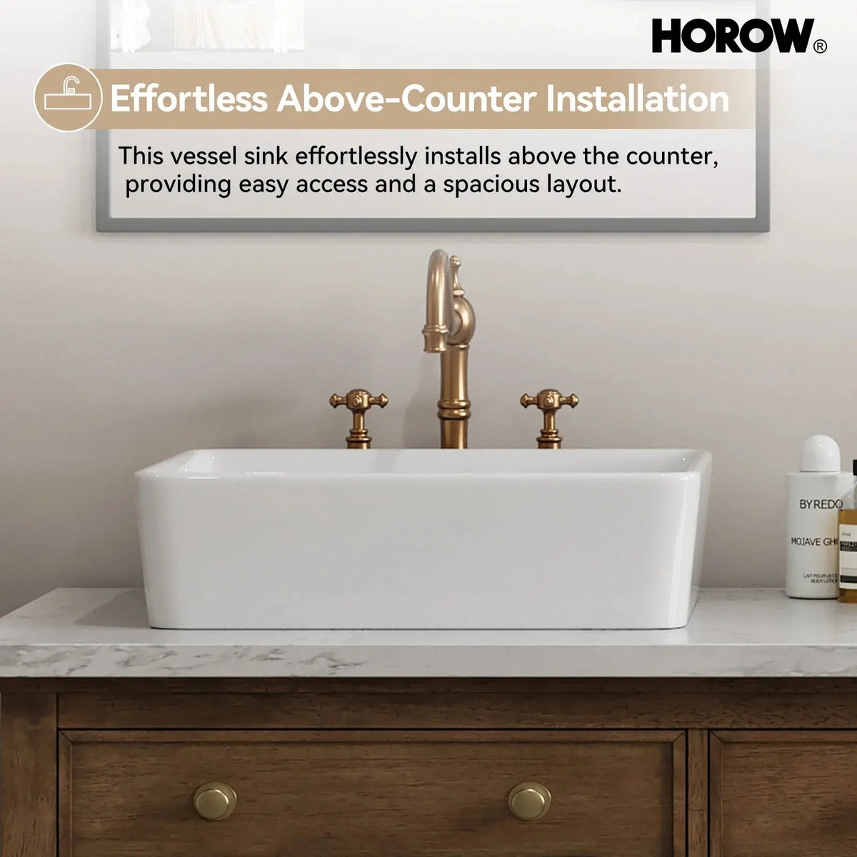 Rectangular Vessel Sink with Above Counter Model S4837W HOROW