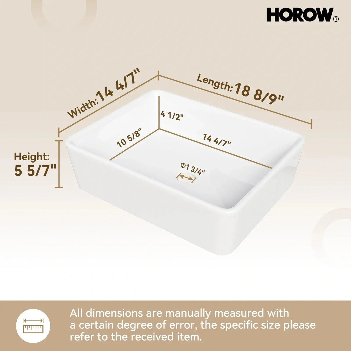 Rectangular Vessel Sink with Above Counter Model S4837W HOROW