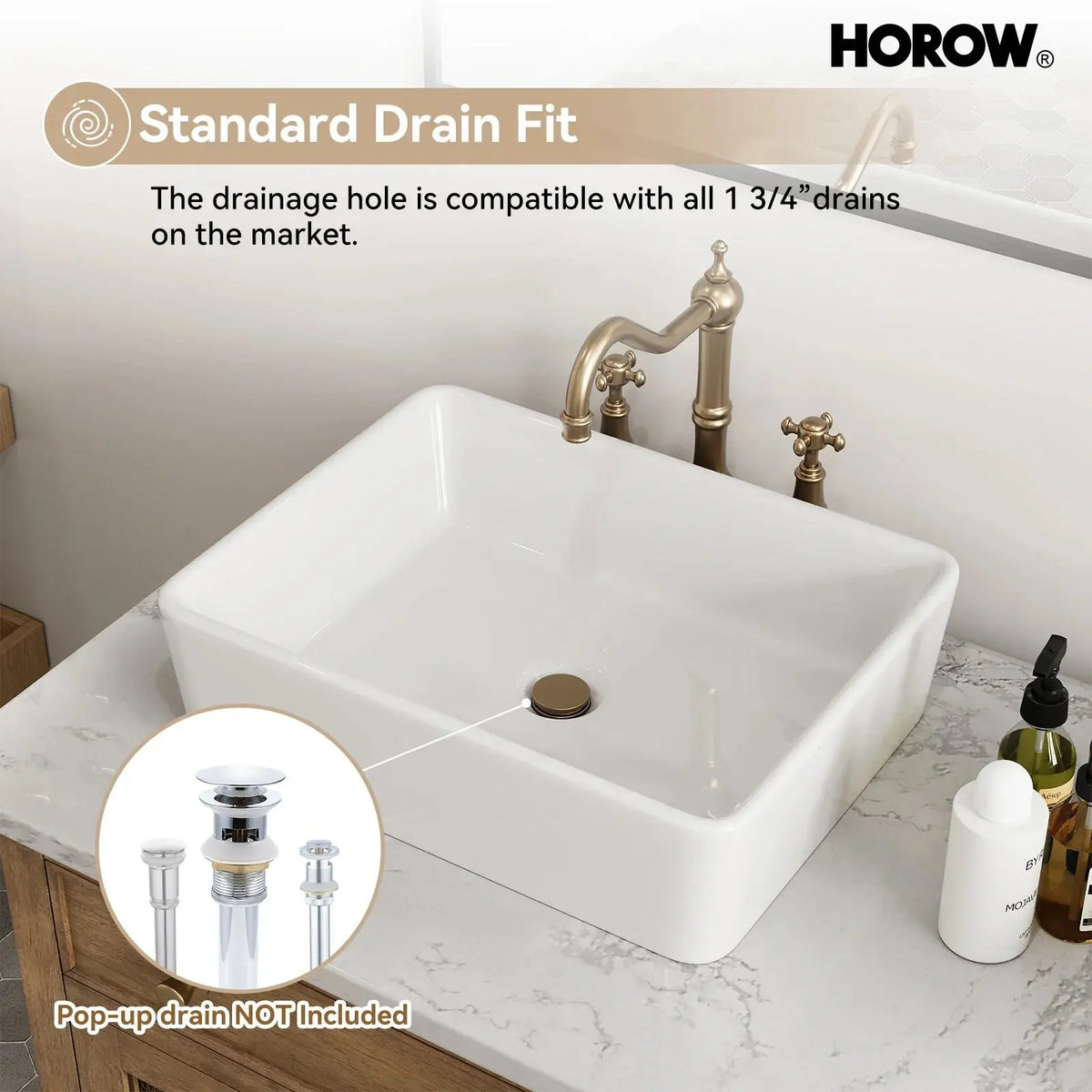 Rectangular Vessel Sink with Above Counter Model S4837W HOROW