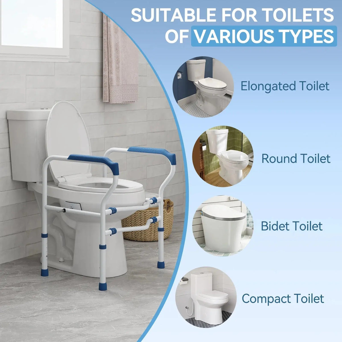 HOROW Toilet Safety Rail – Adjustable Width & Height for Secure Support HOROW