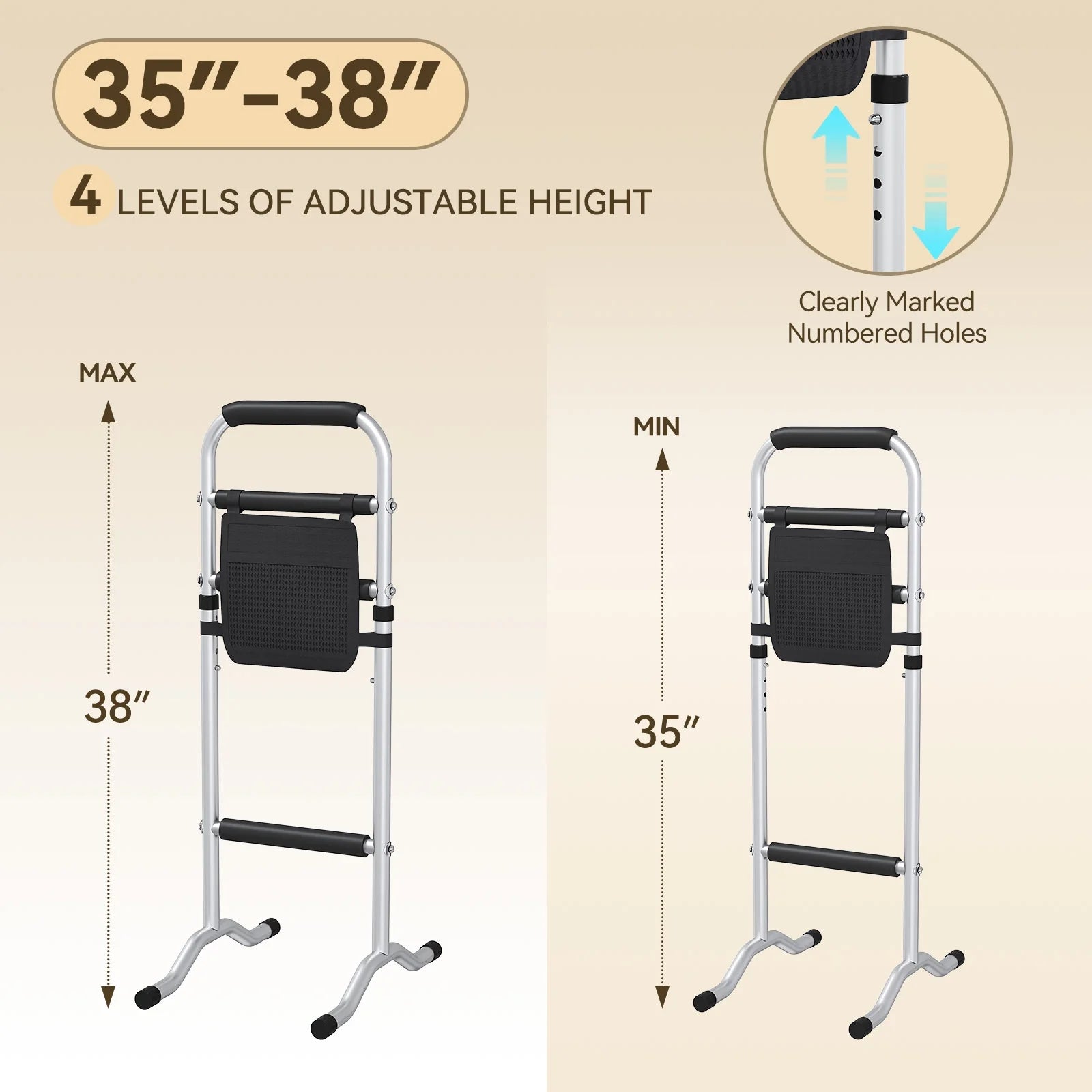 HOROW Adjustable Height Bathroom Toilet Grab Bar – Safety & Support
