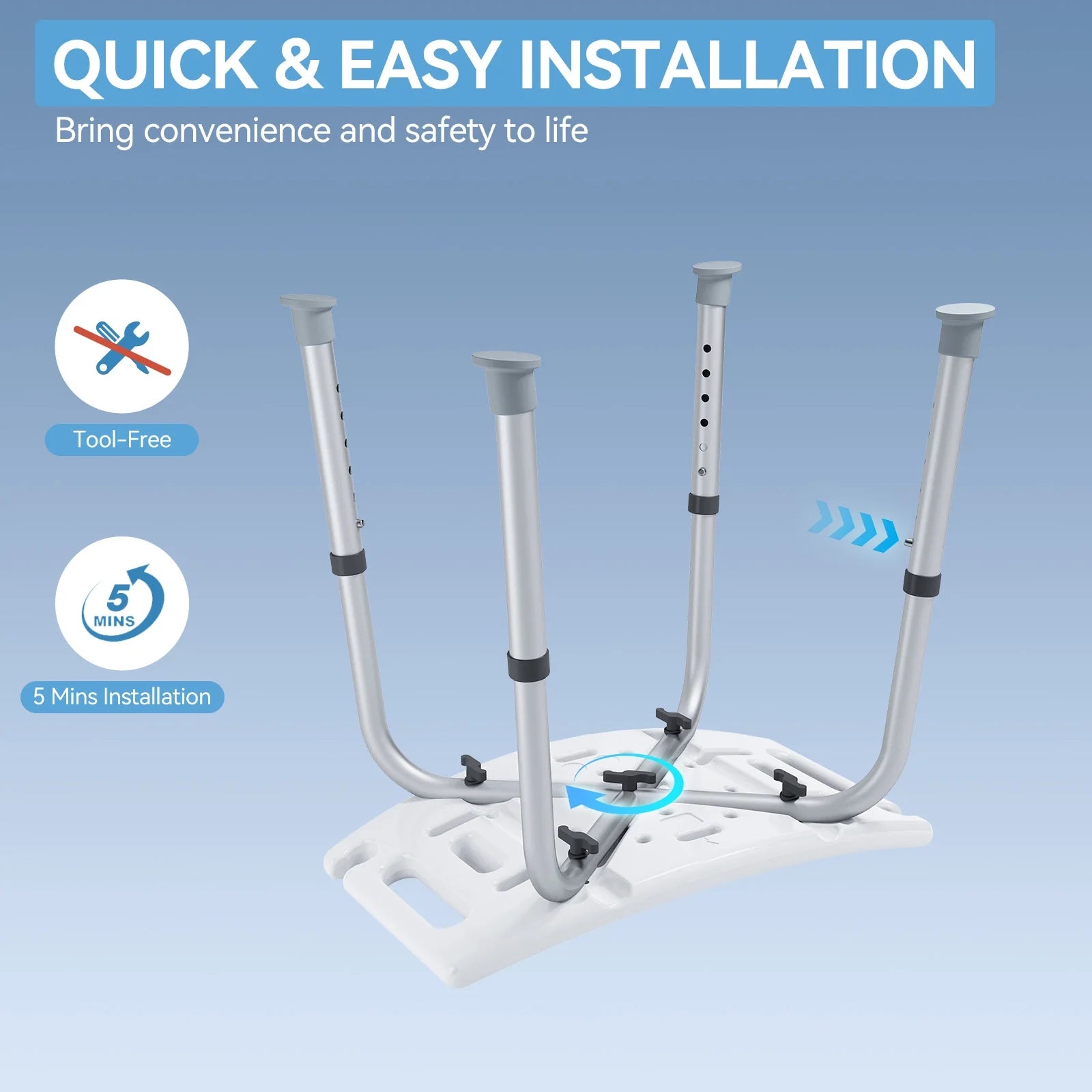 HOROW Shower Chair with Adjustable Height for Elderly – Safe & Comfortable Bath Seat