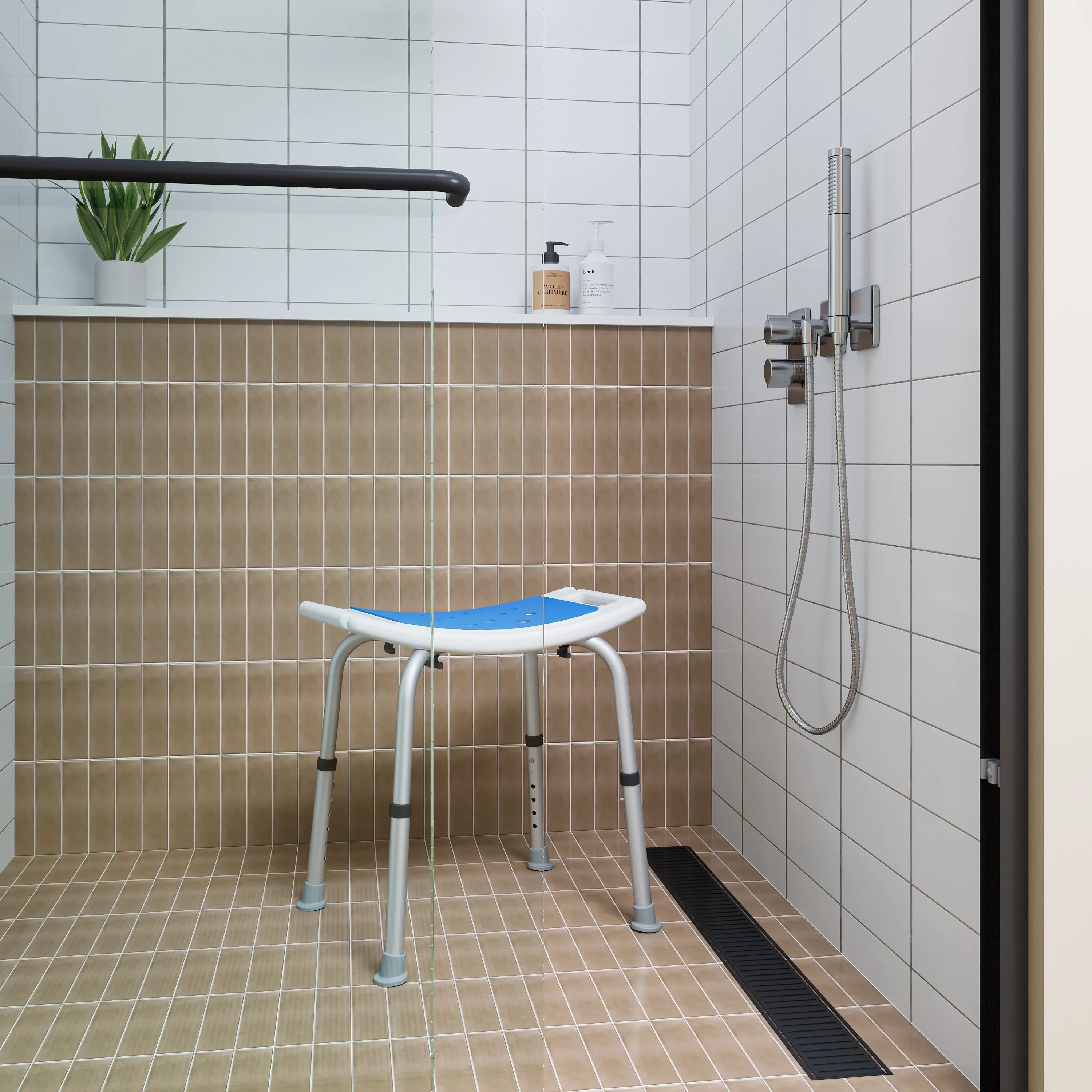 HOROW Shower Chair with Adjustable Height for Elderly – Safe & Comfortable Bath Seat