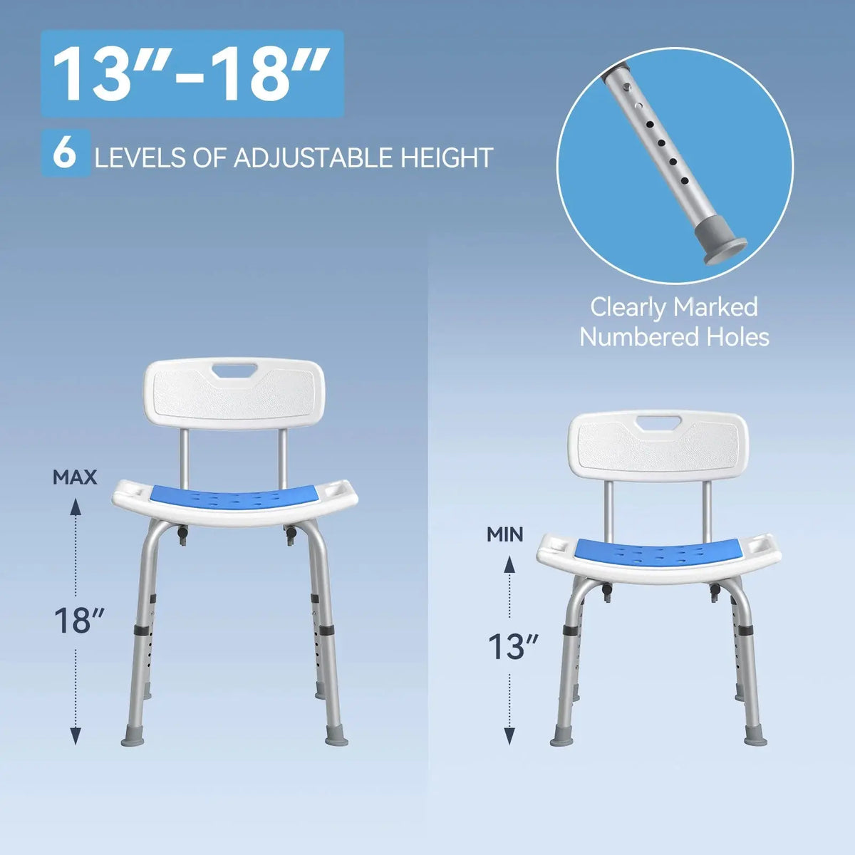 HOROW Shower Chair with Removable Backrest – Adjustable, Durable & Comfortable HOROW