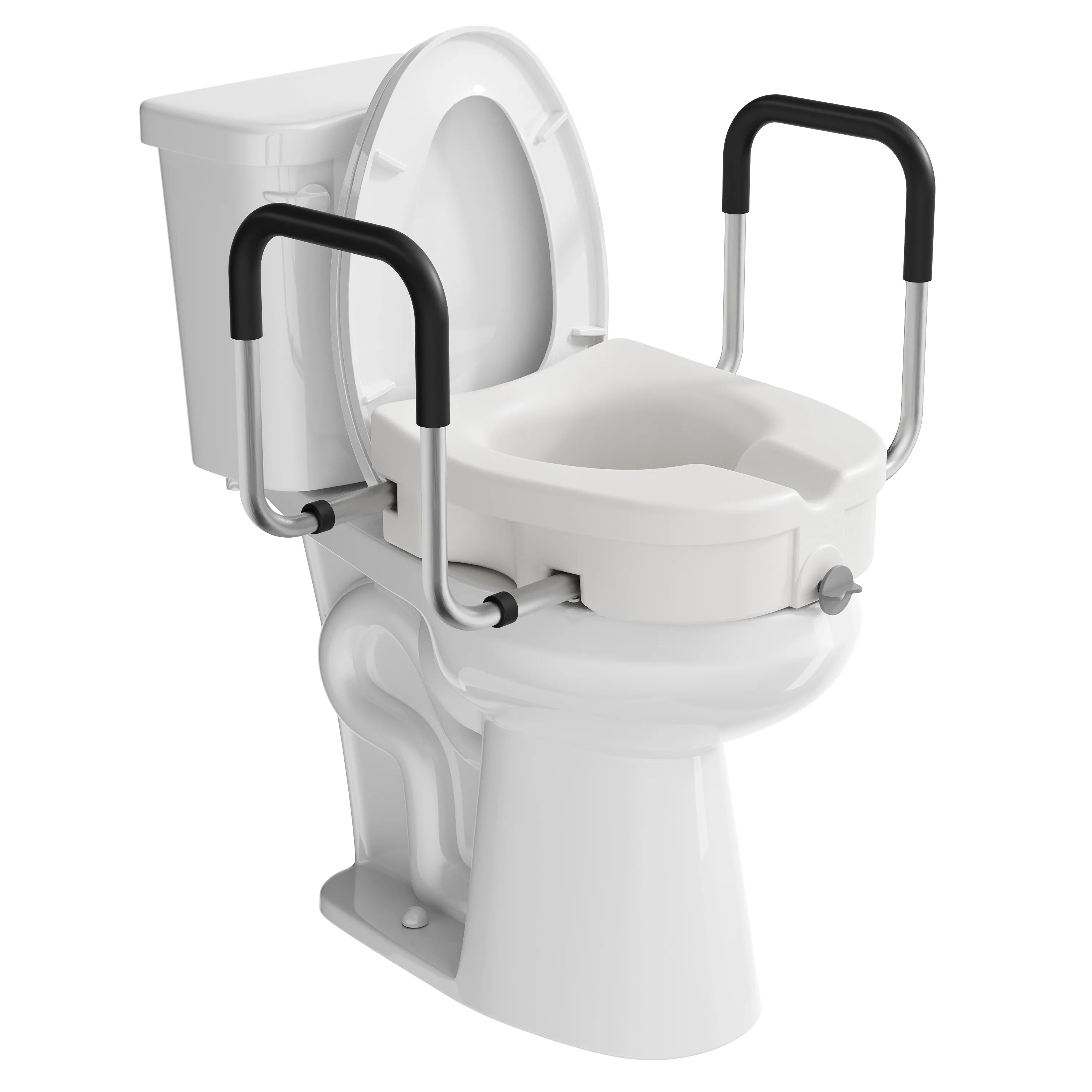 4.5-Inch Elongated Toilet Seat Riser with Arms – Elevated Toilet Seat for Safety & Comfort
