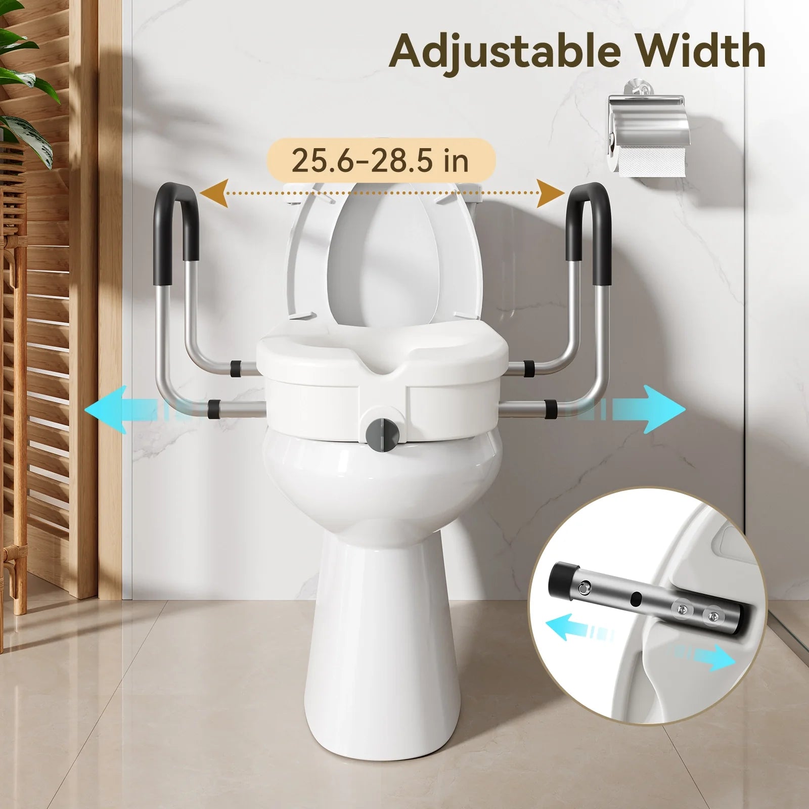 4.5-Inch Elongated Toilet Seat Riser with Arms – Elevated Toilet Seat for Safety & Comfort