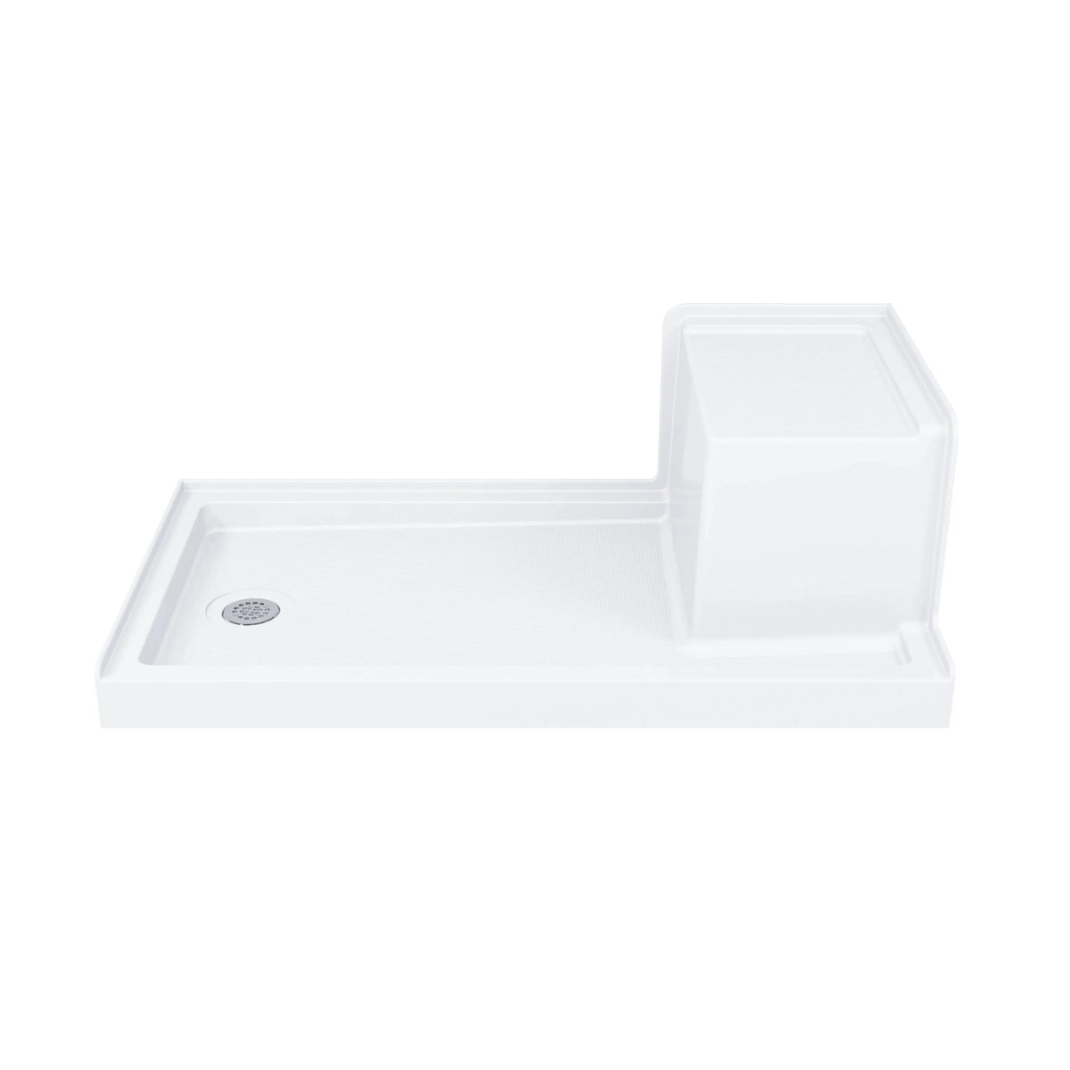 Shower Base with Chrome Left Drain and Seat Model SS6032-CH-L HOROW