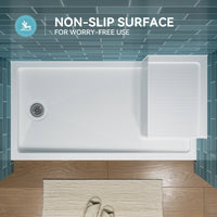 Shower Base with Chrome Left Drain and Seat Model SS6032-CH-L