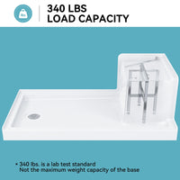 Shower Base with Chrome Left Drain and Seat Model SS6032-CH-L