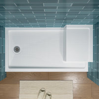 Shower Base with Chrome Left Drain and Seat Model SS6032-CH-L