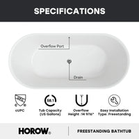 HOROW 59 Inch Acrylic Freestanding Tub Model ST59-CH