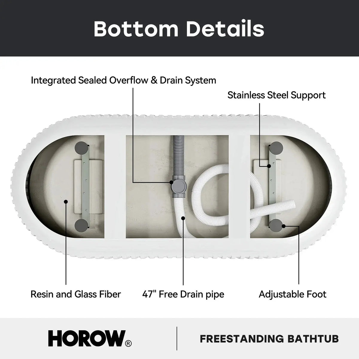 HOROW 59 Inch Acrylic Freestanding Tub Model ST59-CH HOROW