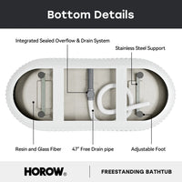 HOROW 59 Inch Acrylic Freestanding Tub Model ST59-CH