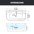 59 Inch Acrylic Back to Wall Tub with Faucet and Shower Head Model SU59-MB