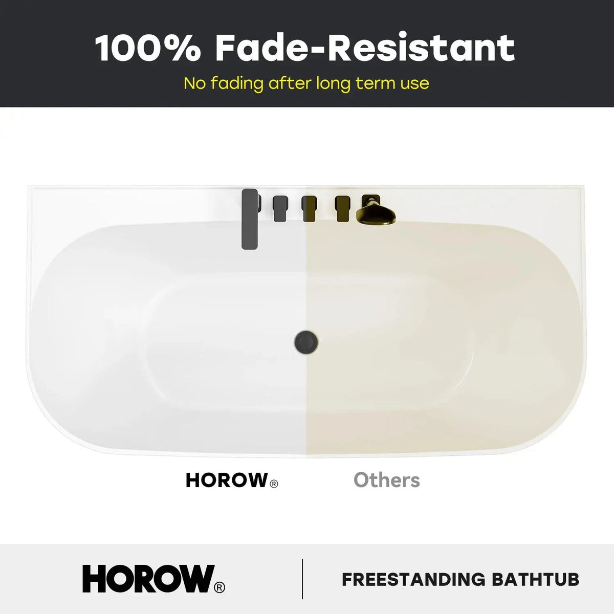59 Inch Acrylic Back to Wall Tub with Faucet and Shower Head Model SU59-MB HOROW