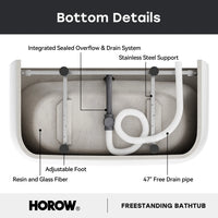 59 Inch Acrylic Back to Wall Tub with Faucet and Shower Head Model SU59-MB