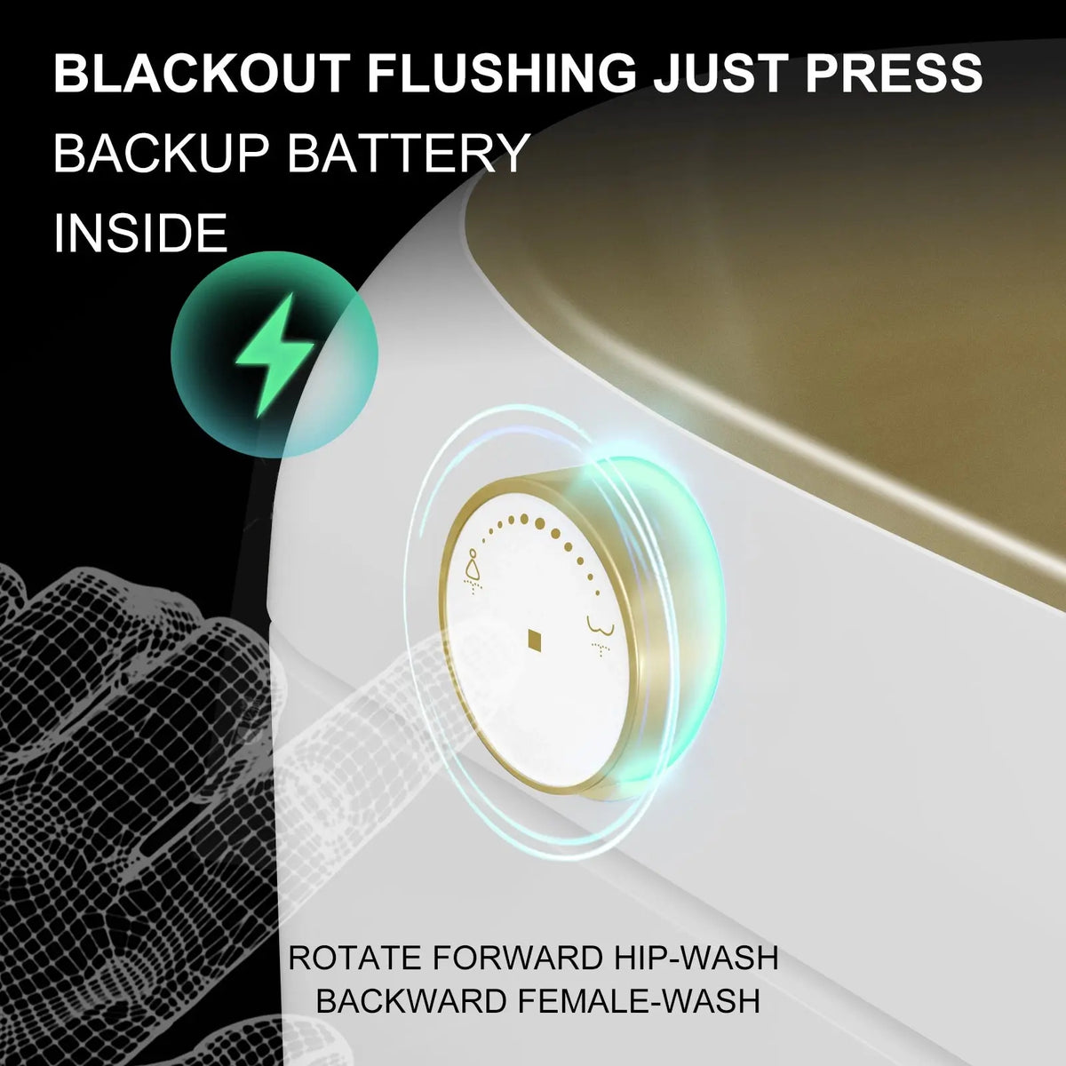 Best Quality HOROW T03G Smart Toilet with Golden Button for 12 Inch Rough In