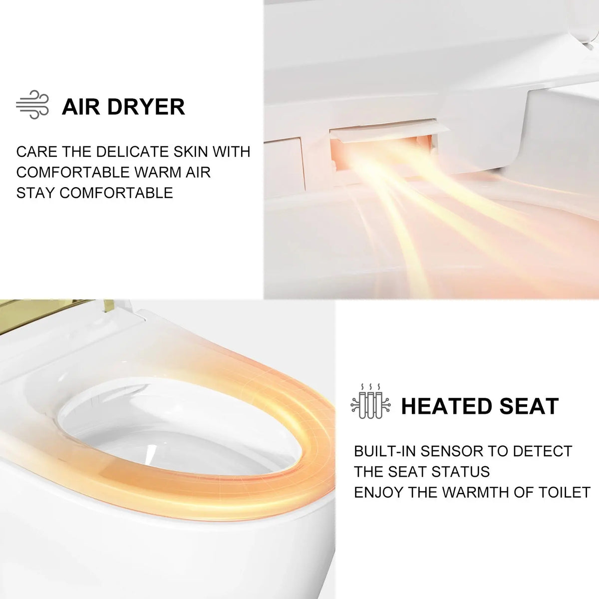 Best Quality HOROW T03G Smart Toilet with Golden Button for 12 Inch Rough In
