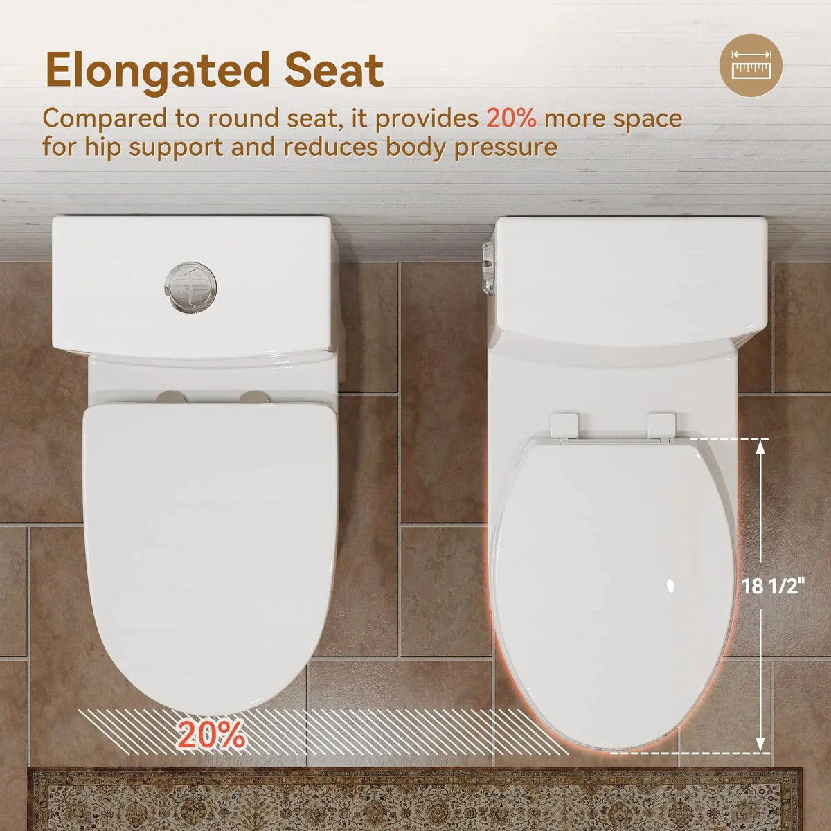 Single Flush Toilet with ADA Seat Height for 12 Inch Rough In Model T0352W HOROW