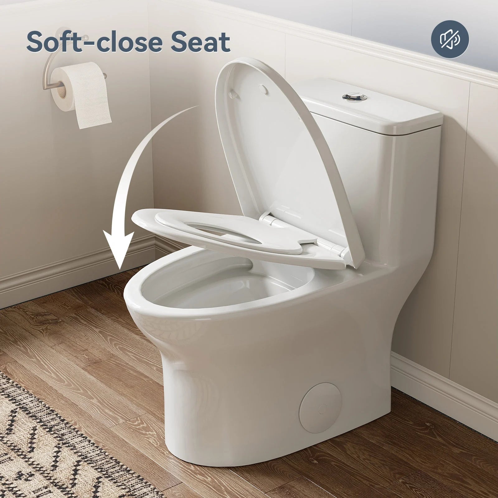 HOROW Dual Flush One Piece Toilet with Built in Child Seat and Rimless Bowl Model T0356W