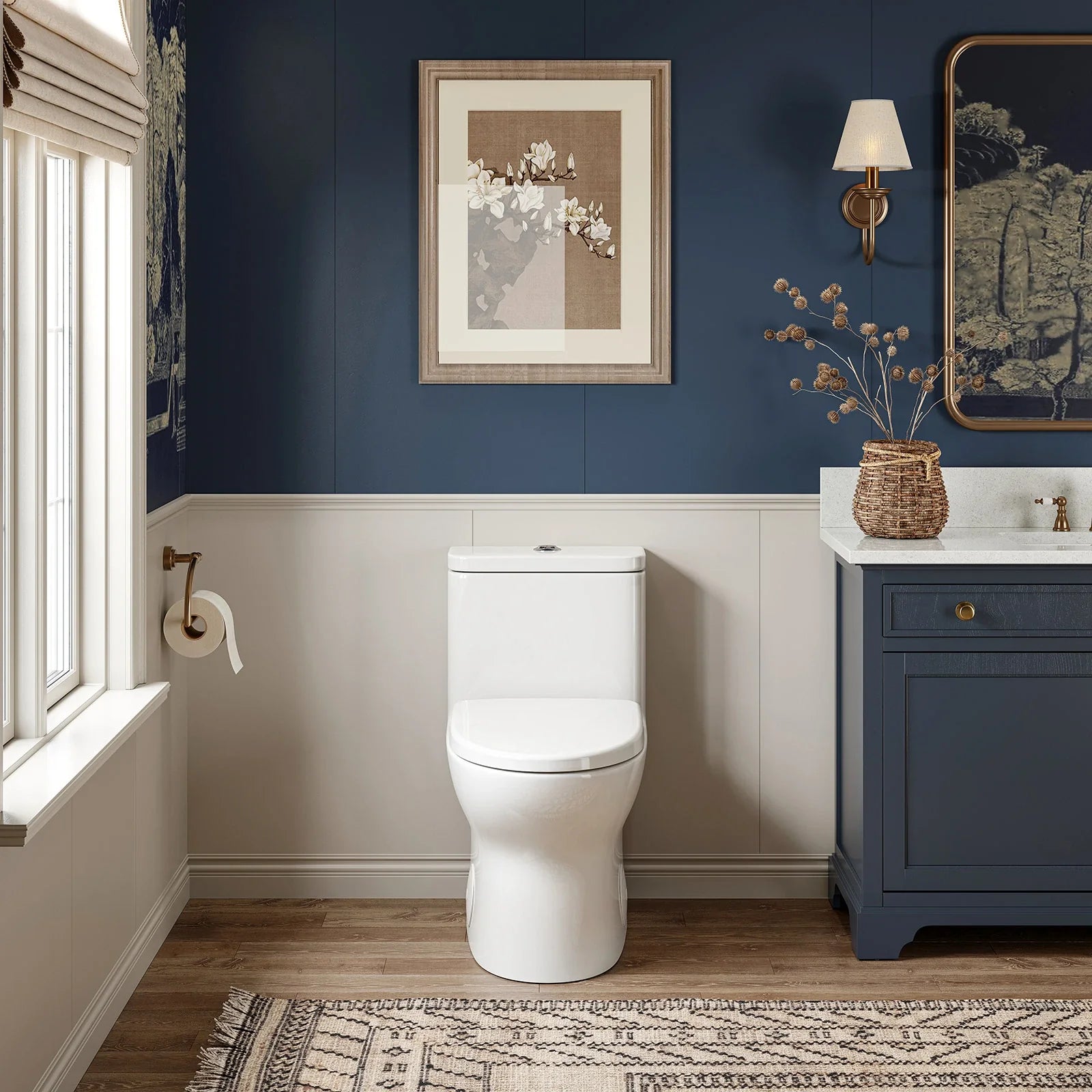 HOROW Dual Flush One Piece Toilet with Built in Child Seat and Rimless Bowl Model T0356W