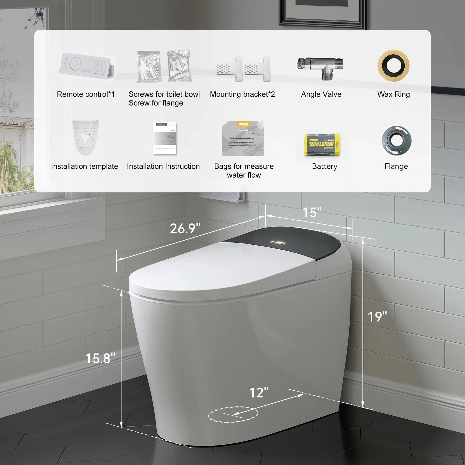 Wholesale HOROW T03B Black Smart Toilet with Single Flush