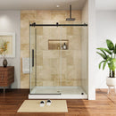 Frameless Sliding Shower Enclosure with Fixed Single Panel