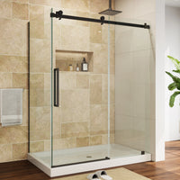 Frameless Sliding Shower Enclosure with Fixed Single Panel