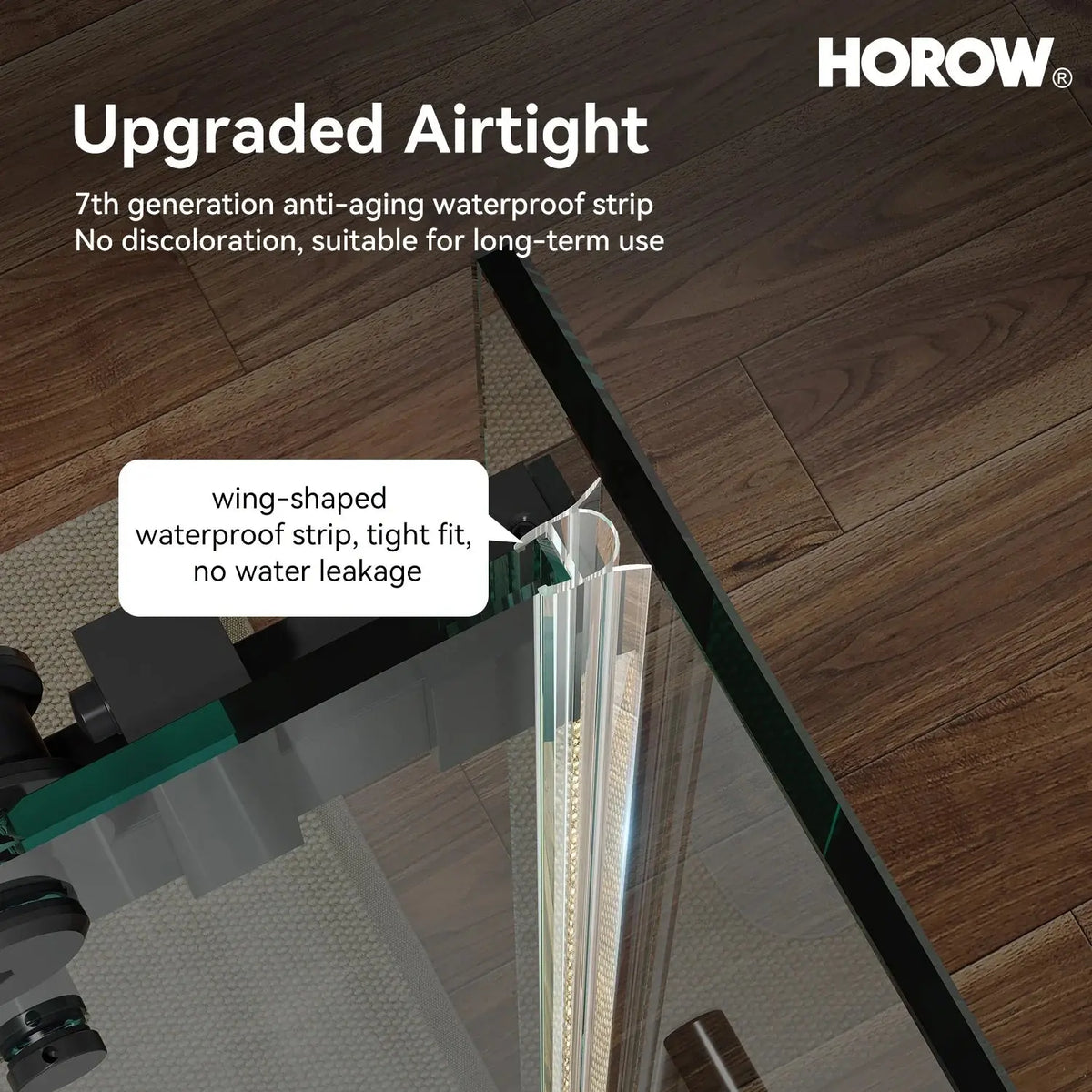 Frameless Sliding Shower Enclosure with Fixed Single Panel HOROW