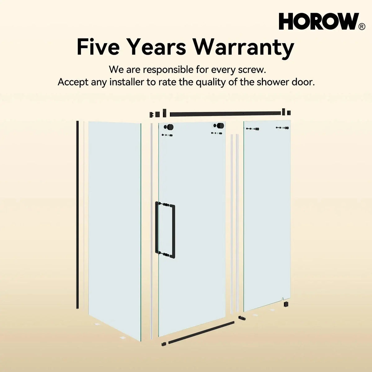 Frameless Sliding Shower Enclosure with Fixed Single Panel HOROW